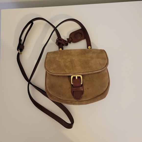 Liz Claiborne Handbags - Vintage Liz Claiborne Brown Suede Leather Crossbody Bag with Adjustable Strap